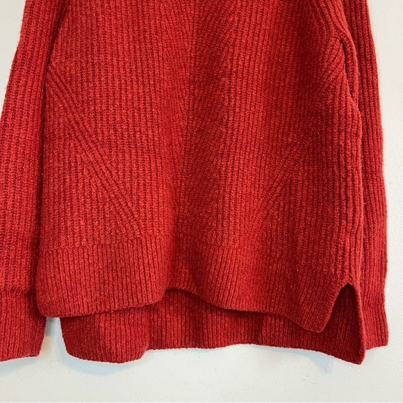 Madewell Womens Rust Red Wool Blend Ribbed Chunky Knit Turtleneck Sweater Sz M - Picture 7 of 15